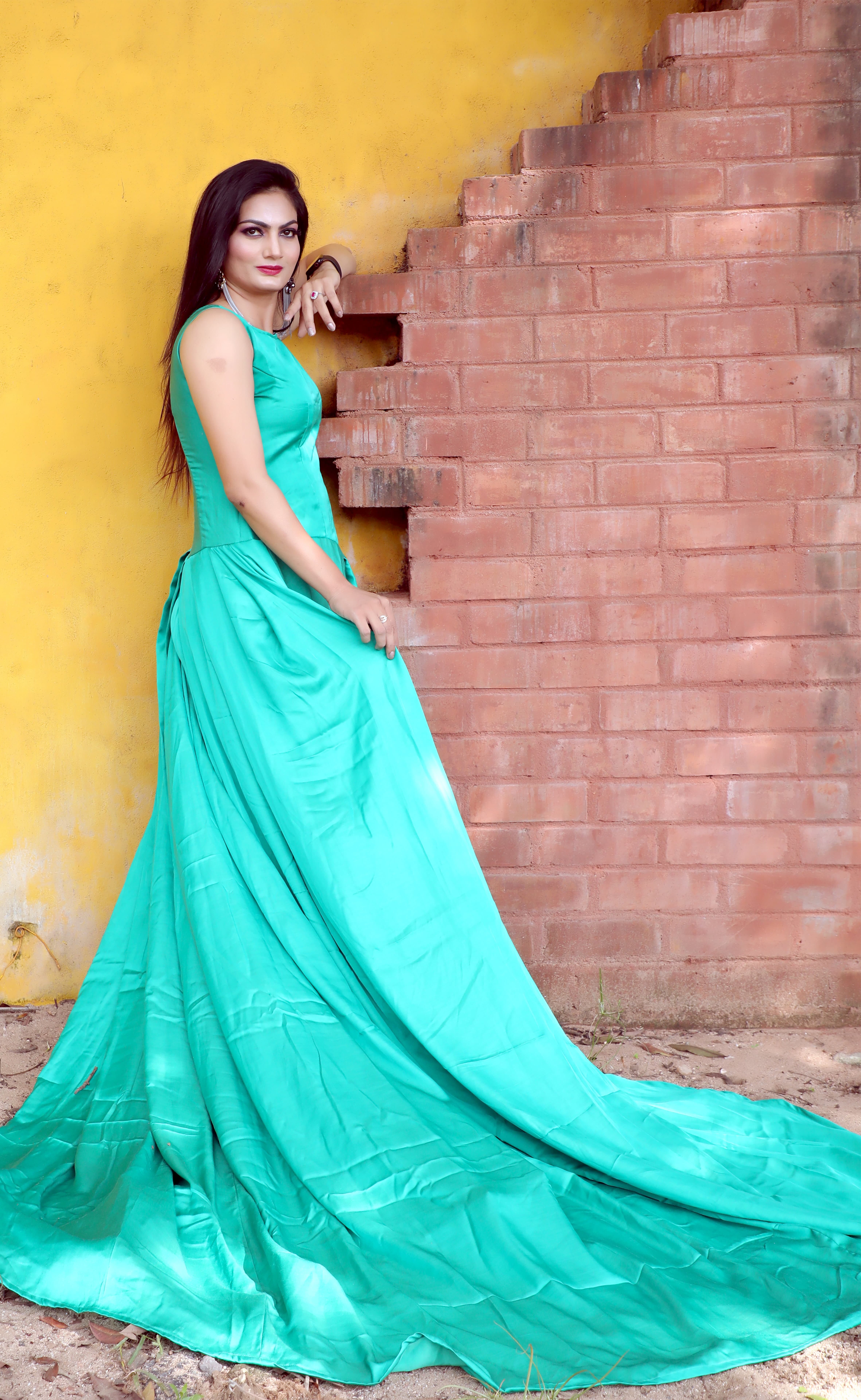 Reeta Fashion Party Wear Dark Green Georgette Lace Border Gown with Dupatta  RFG018 | Reeta Fashion